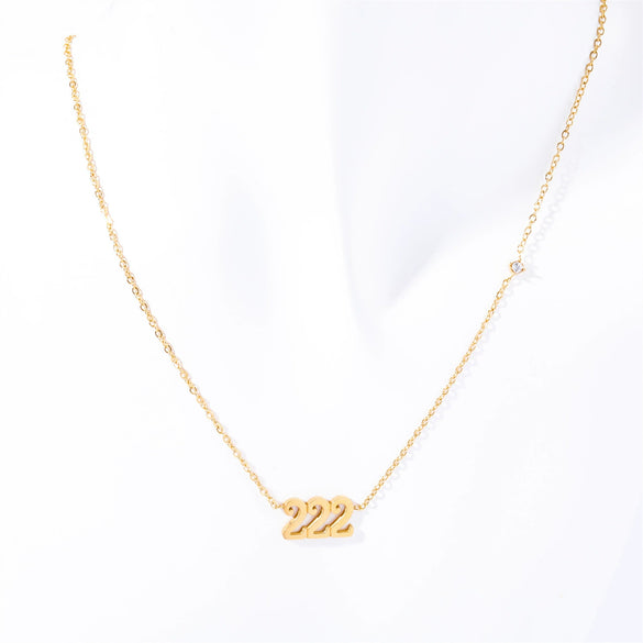 Titanium Steel Light Luxury Letters Numbers Text Electroplated Pendant Necklace For Women