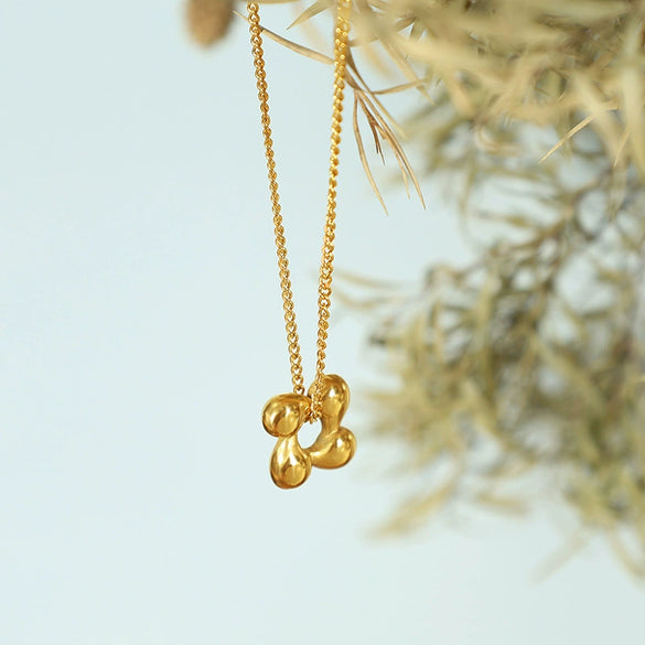 316L Stainless Steel Light Luxury Minimalist Rotating Flower Women's Necklace Earring Set With Electroplating