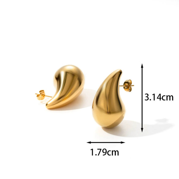 Titanium Steel Light Luxury Water Drops Earrings With Electroplating For Women