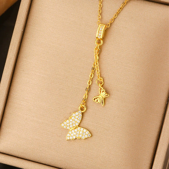 Titanium Steel Light Luxury Women's Necklace With Electroplating Design Constellation Heart Fruit And Various Shapes Pendant And Conventional Chain