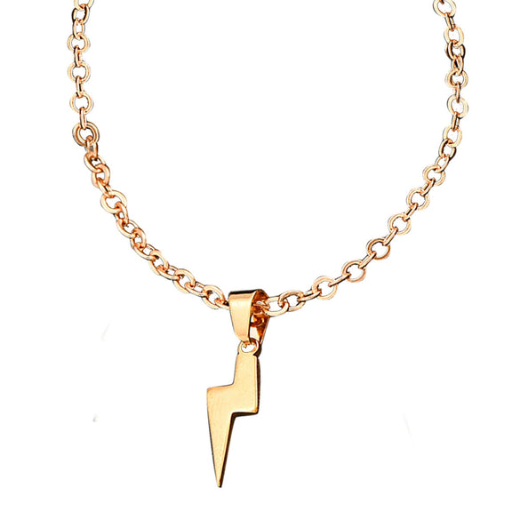 Titanium Steel Lightning Pendant Unisex Necklace With Geometric Style And Electroplating Treatment