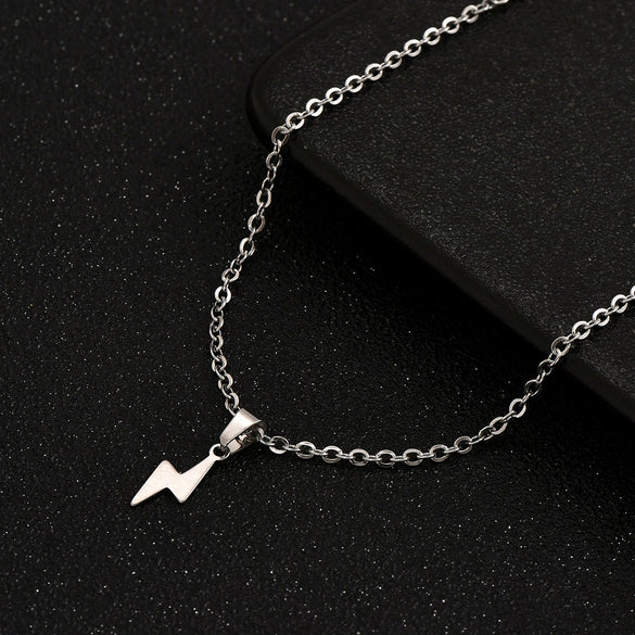 Titanium Steel Lightning Pendant Unisex Necklace With Geometric Style And Electroplating Treatment