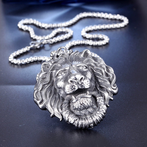 Titanium Steel Lion Head Pendant Casting Men's Jewelry