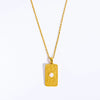 Titanium Steel Literature And Art Style Geometric Star Sun Moon Threedimensional Relief Gold Inlaid Opal Pendant Necklace With Snake Bone Chain