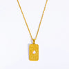 Titanium Steel Literature And Art Style Geometric Star Sun Moon Threedimensional Relief Gold Inlaid Opal Pendant Necklace With Snake Bone Chain