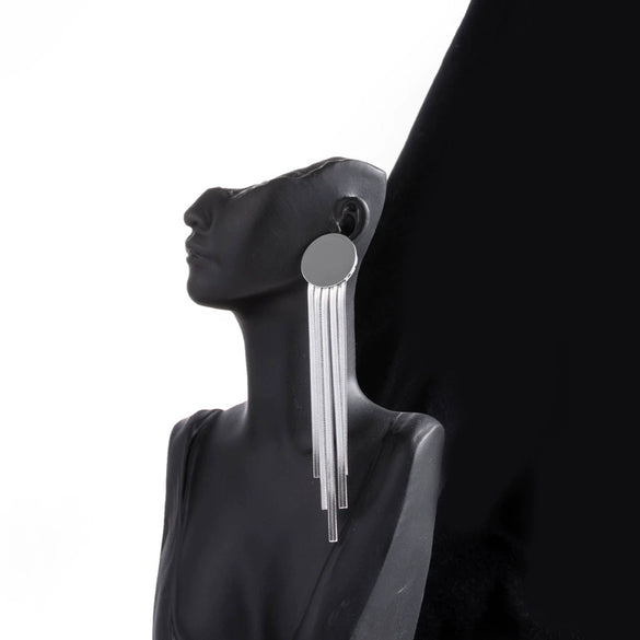 Titanium Steel Long Tassel Earrings For Women Light Luxury Style
