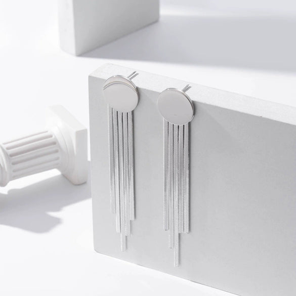Titanium Steel Long Tassel Earrings For Women Light Luxury Style