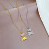Titanium Steel Love Bear Cartoon Geometric Electroplated Necklace For Female