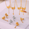 316L Stainless Steel Love Bow Jewelry With Electroplating Unisex Pendant And Earrings Set