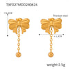 316L Stainless Steel Love Bow Jewelry With Electroplating Unisex Pendant And Earrings Set
