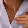 316L Stainless Steel Love Bow Jewelry With Electroplating Unisex Pendant And Earrings Set