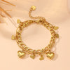 Titanium Steel Love Buckle Steel Ball Peach Heart With Lock Cartoon Style Electroplated Women's Bracelet