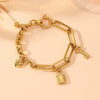 Titanium Steel Love Buckle Steel Ball Peach Heart With Lock Cartoon Style Electroplated Women's Bracelet