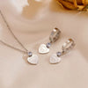 Titanium Steel Love Flat Necklace And Earrings Set With Geometric Water Drops Bell Pattern Electroplated Box Chain Style For Women And Unisex