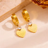 Titanium Steel Love Flat Necklace And Earrings Set With Geometric Water Drops Bell Pattern Electroplated Box Chain Style For Women And Unisex