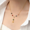 Titanium Steel Love Heart And Color Stars Zircon Necklace With Electroplating For Women