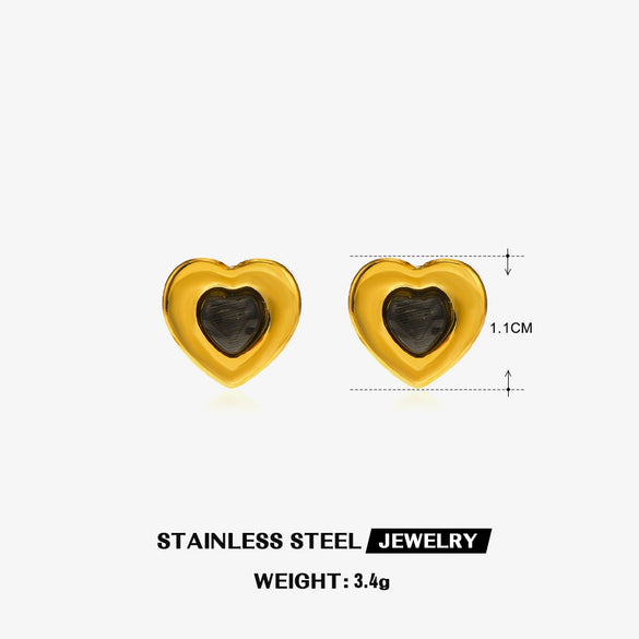 Titanium Steel Love Heartshaped Jewelry Set With Gem Inlaid And Electroplated
