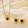 Titanium Steel Love Heartshaped Jewelry Set With Gem Inlaid And Electroplated