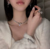 Titanium Steel Love Letter Necklace For Women With Ball Chain And Dripping Oil Letter Pendant Elegant Fashion Jewelry