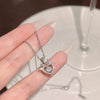 Titanium Steel Love Letter Pendant Necklace With Mixed Gem Inlay And Diamond Design For Women
