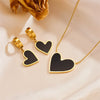 Titanium Steel Love Necklace And Ear Buckle Suit With Hands Pattern And Electroplating Geometric Styling For Women