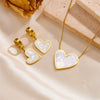 Titanium Steel Love Necklace And Ear Buckle Suit With Hands Pattern And Electroplating Geometric Styling For Women