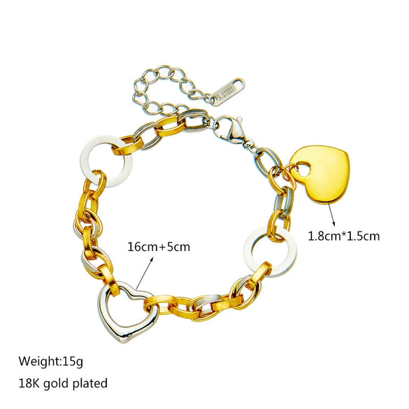 Titanium Steel Love Pendant Jewelry Bracelet Electroplated Unisex Simple Elegant Contrast Color