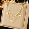 Titanium Steel Love Pendant Necklace Double Layer Stacked Electroplated Fashion Simple Style