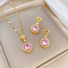 Titanium Steel Love Round Jewelry Set With Microinlaid And Electroplating For Women