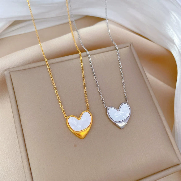 Titanium Steel Love Shell Geometric Cartoon Style Electroplated Necklace Unisex