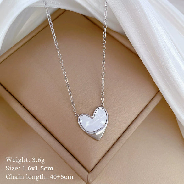 Titanium Steel Love Shell Geometric Cartoon Style Electroplated Necklace Unisex