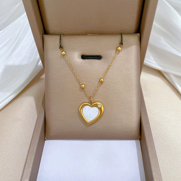 Titanium Steel Love Shell Geometric Cartoon Style Electroplated Unisex Necklace