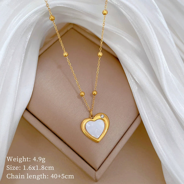 Titanium Steel Love Shell Geometric Cartoon Style Electroplated Unisex Necklace