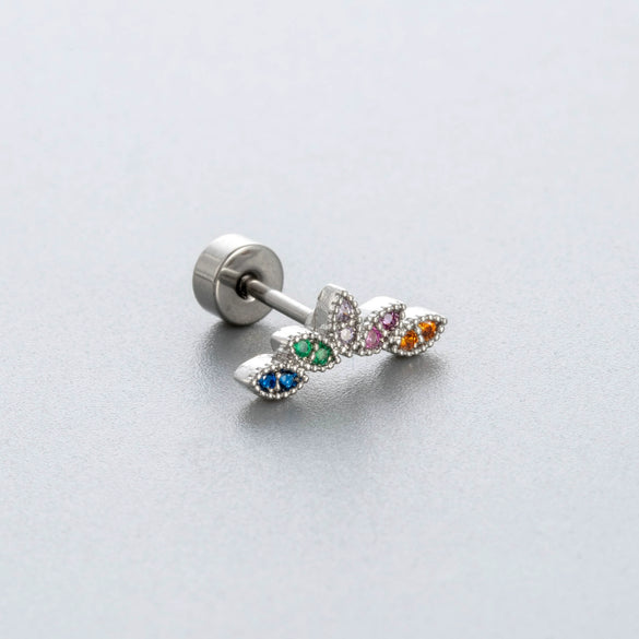 Titanium Steel Love Star Bow Zircon Earrings