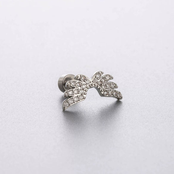 Titanium Steel Love Star Bow Zircon Earrings