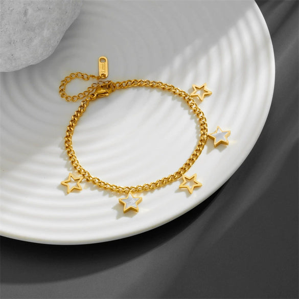 Titanium Steel Love Star Butterfly Four Leaf Clover Necklace Bracelet Earrings Suit With Water Drops And Bell Patterns