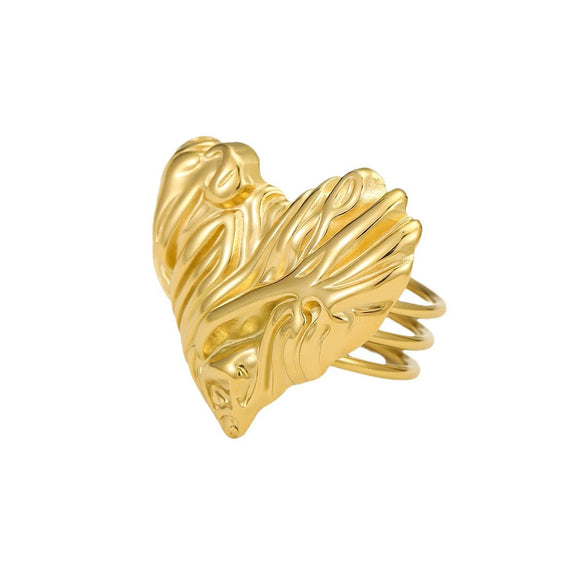 Titanium Steel Love Textured Peach Heart Dualuse Scarf And Towel Buckle Ring For Women Retro Light Luxury Style With Electroplating