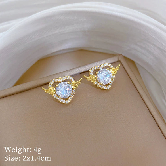 Titanium Steel Love Wings Jewelry Set With Geometric Pattern And Electroplating For Women