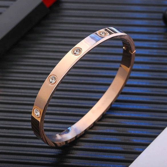 Titanium Steel Lovers Bracelet With Star Diamond Geometric Personality Design