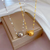 Titanium Steel Lucky Bead Cold Necklace With Geometric Pattern For Female Electroplating Process Cartoon Style
