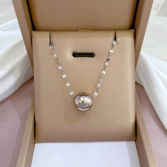Titanium Steel Lucky Bead Cold Necklace With Geometric Pattern For Female Electroplating Process Cartoon Style