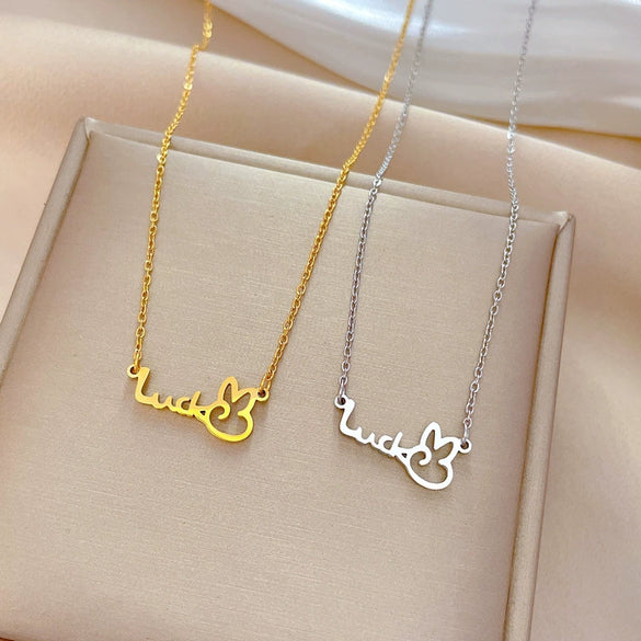 Titanium Steel Lucky Rabbit Normcore Style Electroplated Cartoon Geometric Necklace Accessories For Female