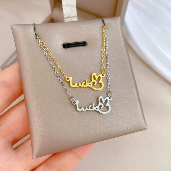 Titanium Steel Lucky Rabbit Normcore Style Electroplated Cartoon Geometric Necklace Accessories For Female