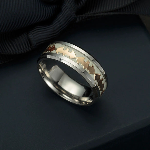 Titanium Steel Luminous Bat Geometric Unisex Ring Electroplated Jewelry