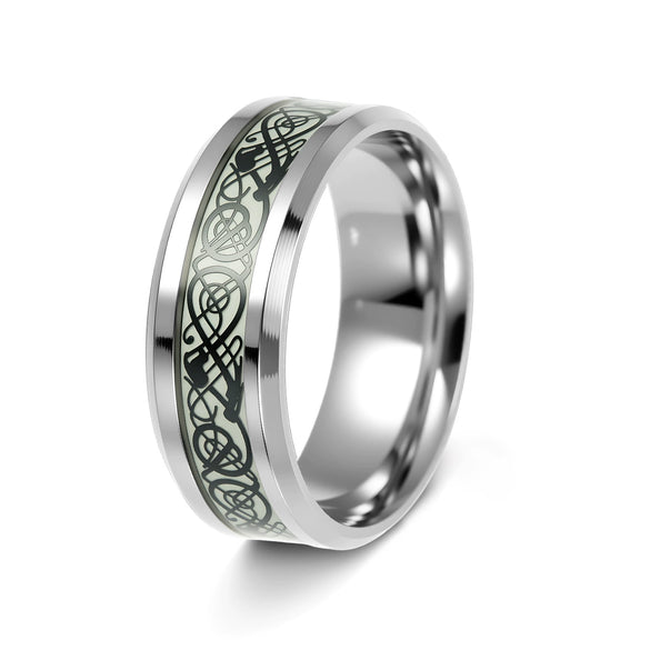 Titanium Steel Luminous Dragon Pattern Ring Electroplating Jewelry Unisex