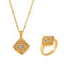 316L Stainless Steel Magic Eye Diamond Block Pendant Necklace For Women Fashion Pvd Plated