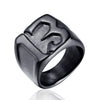 Titanium Steel Men's Ring With Letters And Numbers Polished