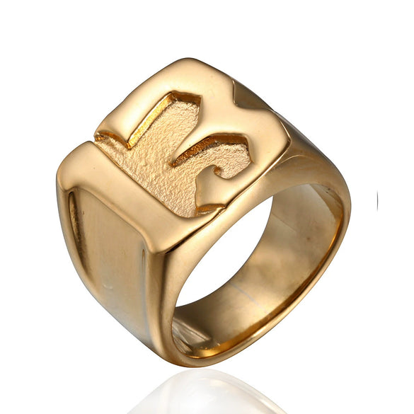 Titanium Steel Men's Ring With Letters And Numbers Polished