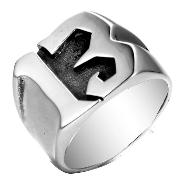 Titanium Steel Men's Ring With Letters And Numbers Polished