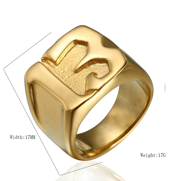 Titanium Steel Men's Ring With Letters And Numbers Polished